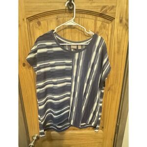 Chicos White Cream Textured‎ Pullover Blouse Top Short Sleeve Size 3 Minimalist